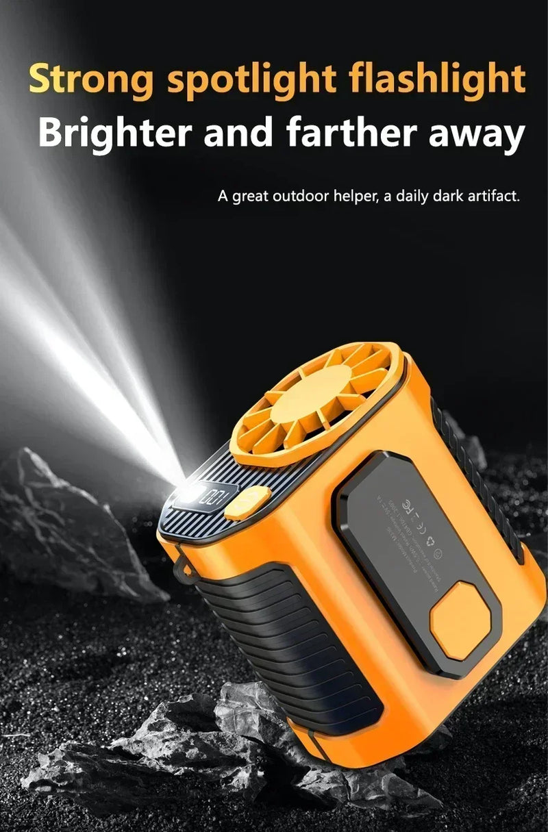 20000Mah with Strong Light 100Speed Waist Mounted Fan High-Temperature Outdoor Work Room Welding Site Portable Waist-Mounted Fan